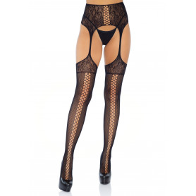 Lace Up Garterbelt Stockings tights black