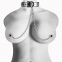 Collare con pinze per capezzoli fetish Metallic Silver Collar with Nipple Clamp
