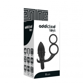 Anal Vibrating Plug with Double Phallic Ring BUTT PLUG WITH COCK RING AND BALL-STRAP ADDICTED TOYS