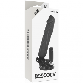 Black vibrator with realistic 2-in-1 remote control Phallic sheath basecock