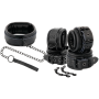 Kit Manette con collare DARKNESS LEATHER AND HANDCUFFS BLACK