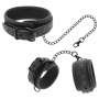 Collar with handcuffs FETISH SUBMISSIVE COLLAR AND WRIST CUFFS VEGAN LEATHER