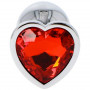 Anal Mini Metal Steel Dildo Plug with Jewel Heart Stone Red Red Phallus Anal Butt