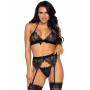 Completo intimo donna Bra top, Garterbelt & G-string