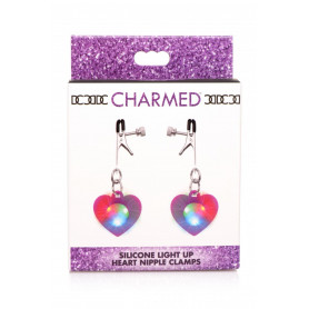 Nipple clamps with purple Heart LED lights