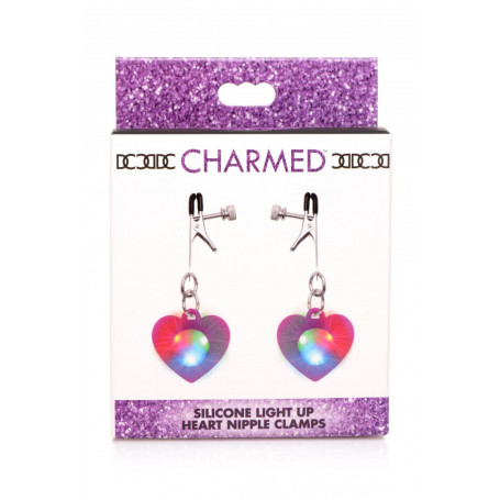 Morsetti capezzolo con luci LED Heart viola