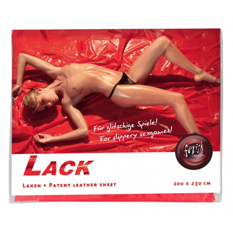 Red vinyl bed sheet lack laken towel