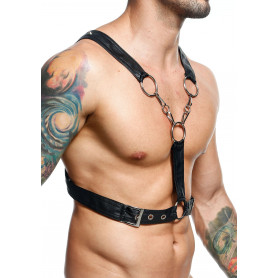 Black eco-leather harness DNGEON Cross Chain Harness