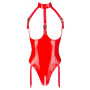 lingerie body sexy per donna aderente rosso cin lattice latex con apertura seno e intimo
