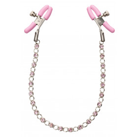 Pink Nipple Squeeze Crystal Chain Nipple Clamps