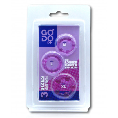 Set anelli fallici 3 pz viola Godo d+