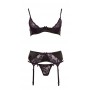 3-piece women's underwear with thong garters and bra