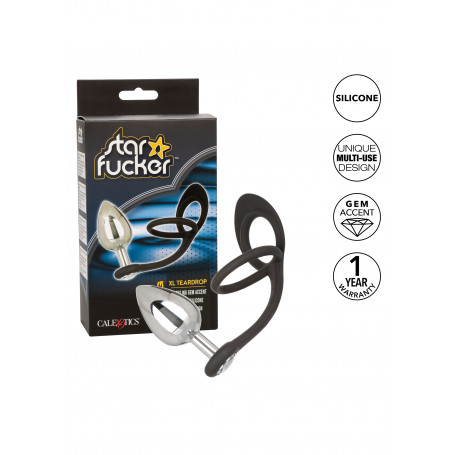 Anal Plug with Double Star Phallic Ring Fucker XL Teardrop Plug