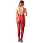 Tuta bodystocking rossa con perle catsuit pearl red