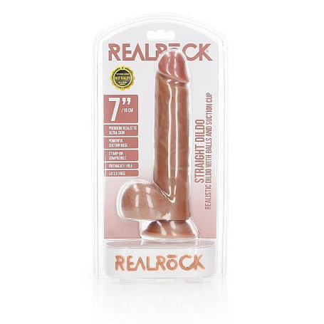 Fallo realistico con ventosa caramello Dildo with Balls and Suction Cup - 7''/ 18 cm