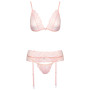 Completo intimo set reggiseno perizoma reggicalze rosa