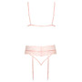 Complete underwear thong bra set pink garters