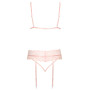 Completo intimo set reggiseno perizoma reggicalze rosa