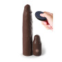 Brown vibrating phallic sheath Sleeve 9 In + 3 In Plug Remote