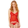 Corsetto con perizoma e reggicalze Lace and Mesh Cami Set