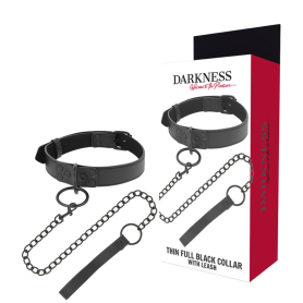 Collare con guinzaglio DARKNESS THIN BLACK FULL COLLAR WITH LEASH