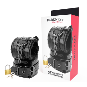 Handcuffs with padlock DARKNESS WRIST RESTRAINTS BLACK