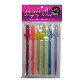Cannucce con pene Rainbow Naughty Straws glow in the dark