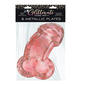 Piatti divertenti Glitterati Penis Rose Gold Plates 8