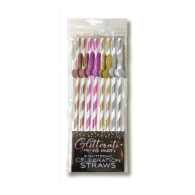 Cannucce divertenti Glitterati Penis Tall Party Straws