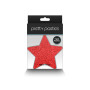 Star-shaped nipple covers Pasties Glitter Stars 2 Pair red & silver