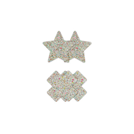 Cross and star shaped nipple covers gem Pasties Cross & Star 2 Pair