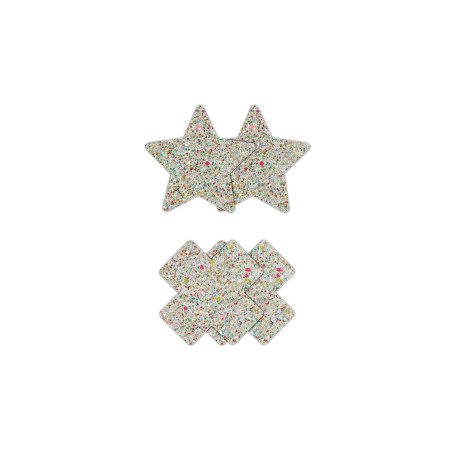 Cross and star shaped nipple covers gem Pasties Cross & Star 2 Pair