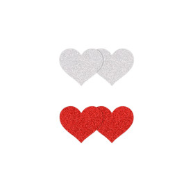 Heart-shaped nipple covers Pasties Glitter Hearts 2 Pair