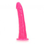 Fallo realistico con ventosa Slim Dildo Suction Cup GitD 15,5 cm Neon Pink