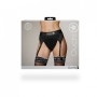 Slip con vibrazione e reggicalze Vibrating Strap-on Thong, Adjustable Garters Black