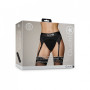 Slip con vibrazione e reggicalze Vibrating Strap-on Thong, Adjustable Garters Black