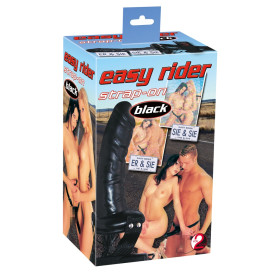 Wearable hollow vibrator easy rider strap-on black