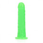 Realistic phallus with suction cup Slim Dildo Suction Cup GitD 15,5 cm Neon Green