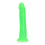 Realistic phallus with suction cup Slim Dildo Suction Cup GitD 18 cm Neon Green