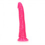 Realistic phallus with suction cup Slim Dildo Suction Cup GitD 20 cm Neon Pink