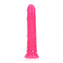 Realistic phallus with suction cup Slim Dildo Suction Cup GitD 20 cm Neon Pink