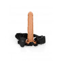 Vibrating Hollow Strap-on No Balls Wearable Cable Vibrator - 10'' / 24,5 cm - Tan