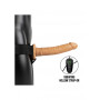 Vibrating Hollow Strap-on No Balls Wearable Cable Vibrator - 10'' / 24,5 cm - Tan