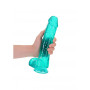 Fake Turquoise Penis with Suction Cup Realistic Dildo With Balls - 25.4 cm