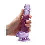 Pene finto con ventosa viola Realistic Dildo with Balls 17 cm