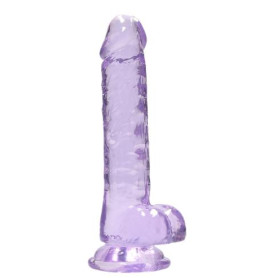 Pene finto con ventosa viola Realistic Dildo with Balls 17 cm