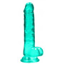 Fake penis with turquoise suction cup Realistic Dildo with Balls 17 cm