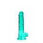 Fake penis with turquoise suction cup Realistic Dildo with Balls 17 cm