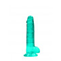 Fake penis with turquoise suction cup Realistic Dildo with Balls 17 cm