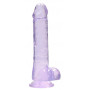 Purple fake penis with suction cup Realistic Dildo with Balls 19 cm